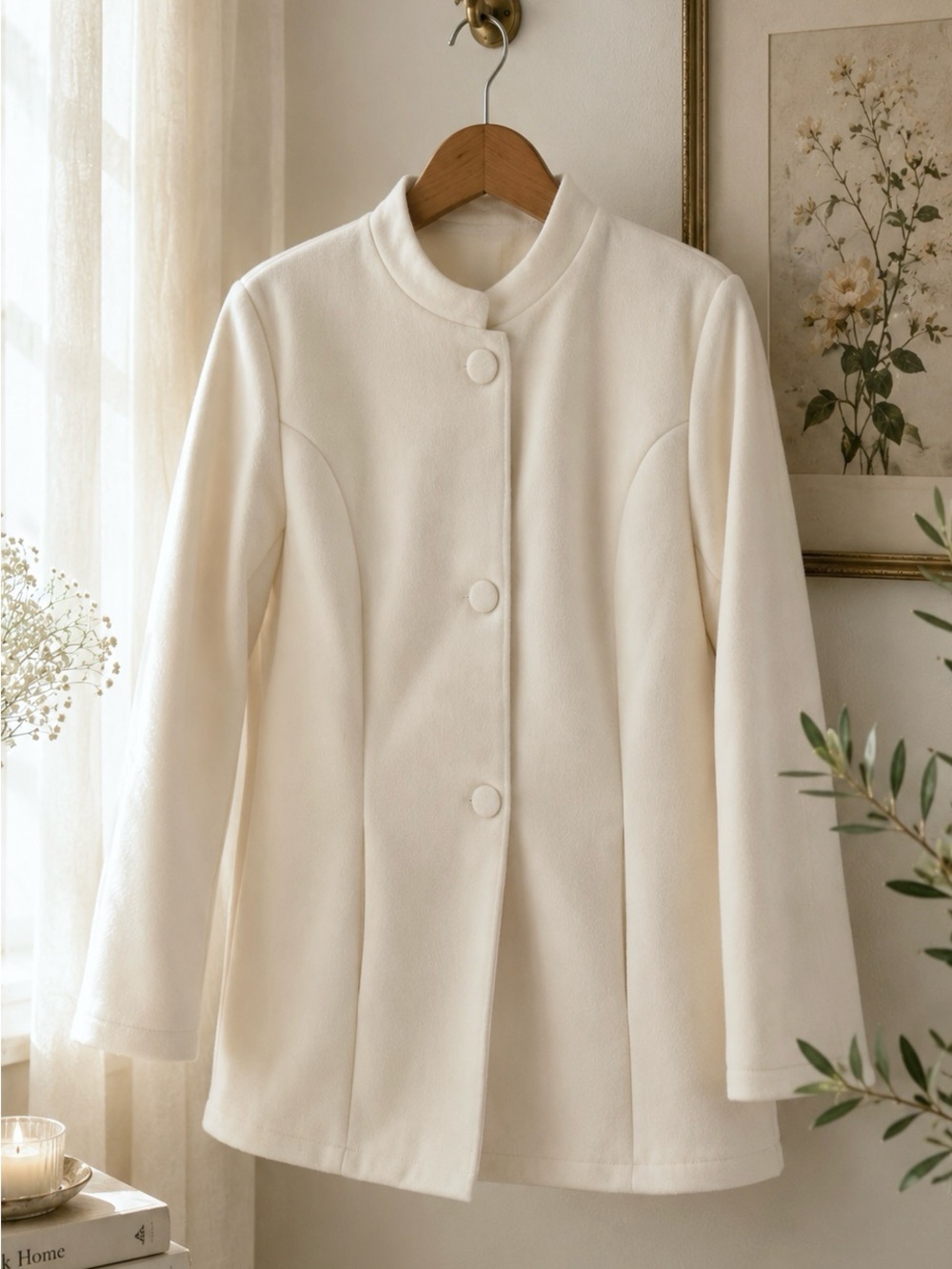 Vintage Classic Cream Women's Button-Front Coat